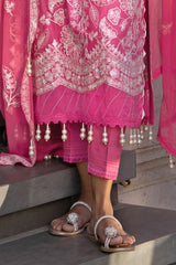 3 Piece Unstitched Embroidered Lawn Suit with Embroidered Chiffon Dupatta FE-52123