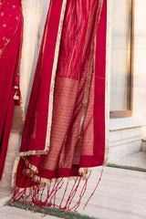 3 Piece Unstitched Embroidered Raw Silk Suit with Jacquard Dupatta FE-52124