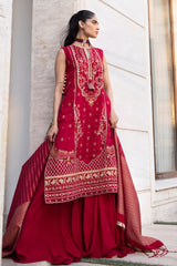 3 Piece Unstitched Embroidered Raw Silk Suit with Jacquard Dupatta FE-52124
