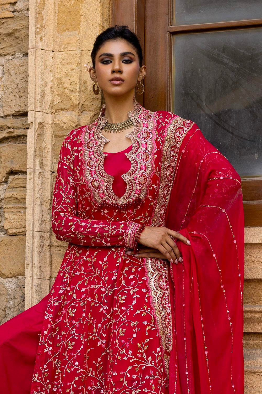 3 Piece Unstitched Embroidered Chiffon Suit with Embroidered Chiffon Dupatta FE-52131