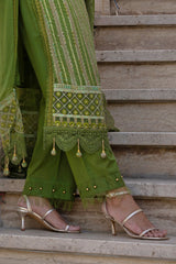 3 Piece Unstitched Embroidered Chiffon Suit with Embroidered Chiffon Dupatta FE-52134
