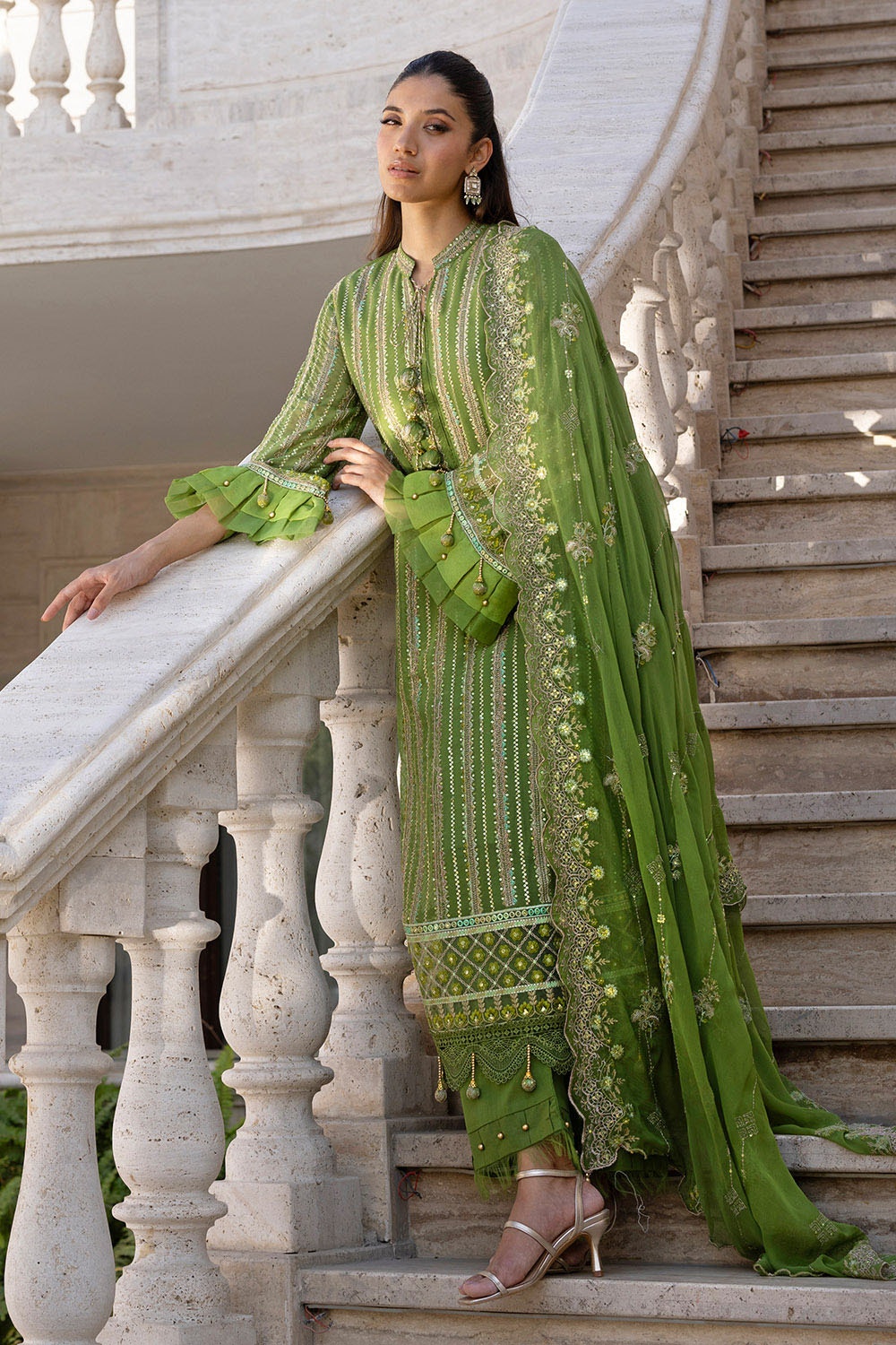 3 Piece Unstitched Embroidered Chiffon Suit with Embroidered Chiffon Dupatta FE-52134