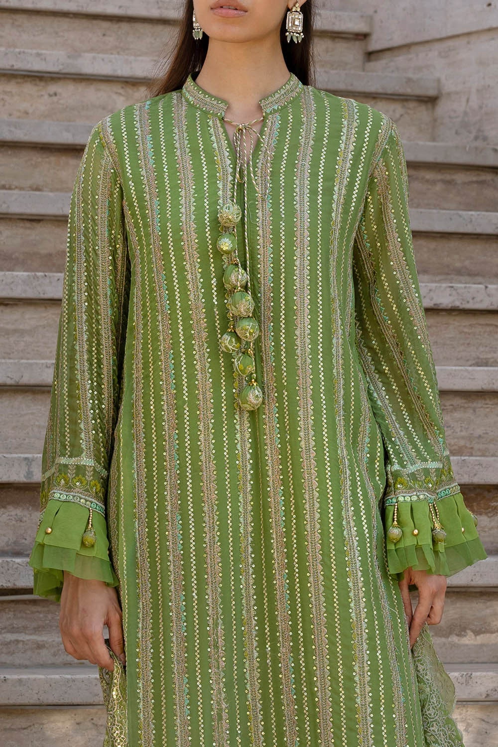 3 Piece Unstitched Embroidered Chiffon Suit with Embroidered Chiffon Dupatta FE-52134