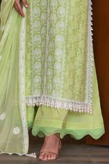 3 Piece Unstitched Embroidered Lawn Suit with Embroidered Chiffon Dupatta FE-52142