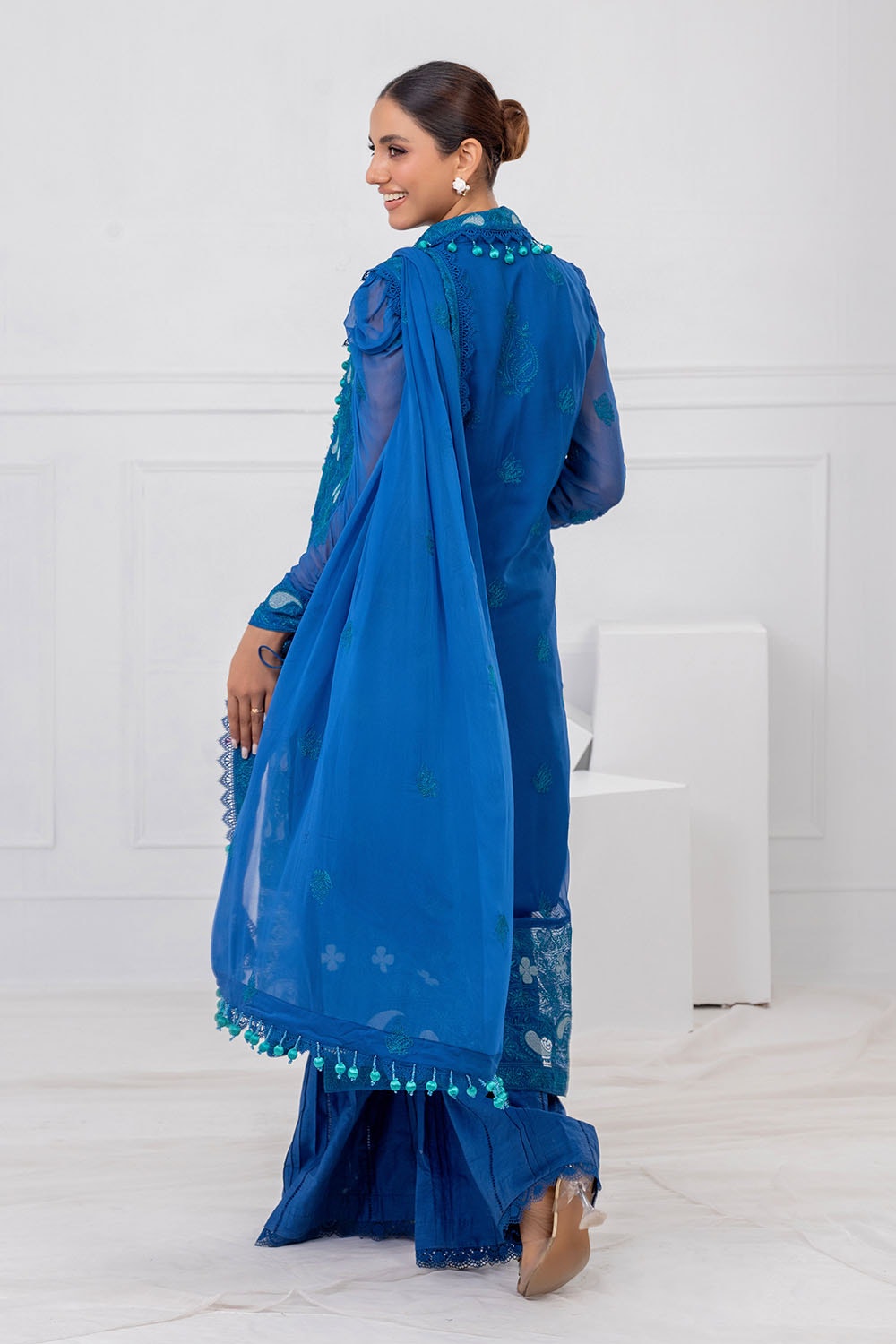 3 Piece Unstitched Embroidered Chiffon Suit with Embroidered Chiffon Dupatta FE-52143