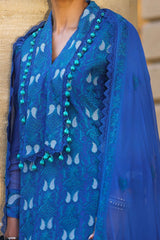 3 Piece Unstitched Embroidered Chiffon Suit with Embroidered Chiffon Dupatta FE-52143