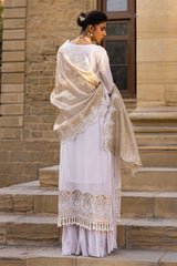 3 Piece Unstitched Embroidered Paper Cotton Suit with Embroidered Mehsuri Dupatta FE-52144