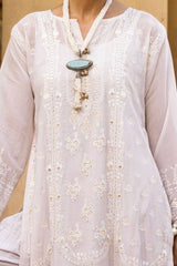 3 Piece Unstitched Embroidered Paper Cotton Suit with Embroidered Mehsuri Dupatta FE-52144