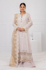 3 Piece Unstitched Embroidered Paper Cotton Suit with Embroidered Mehsuri Dupatta FE-52144