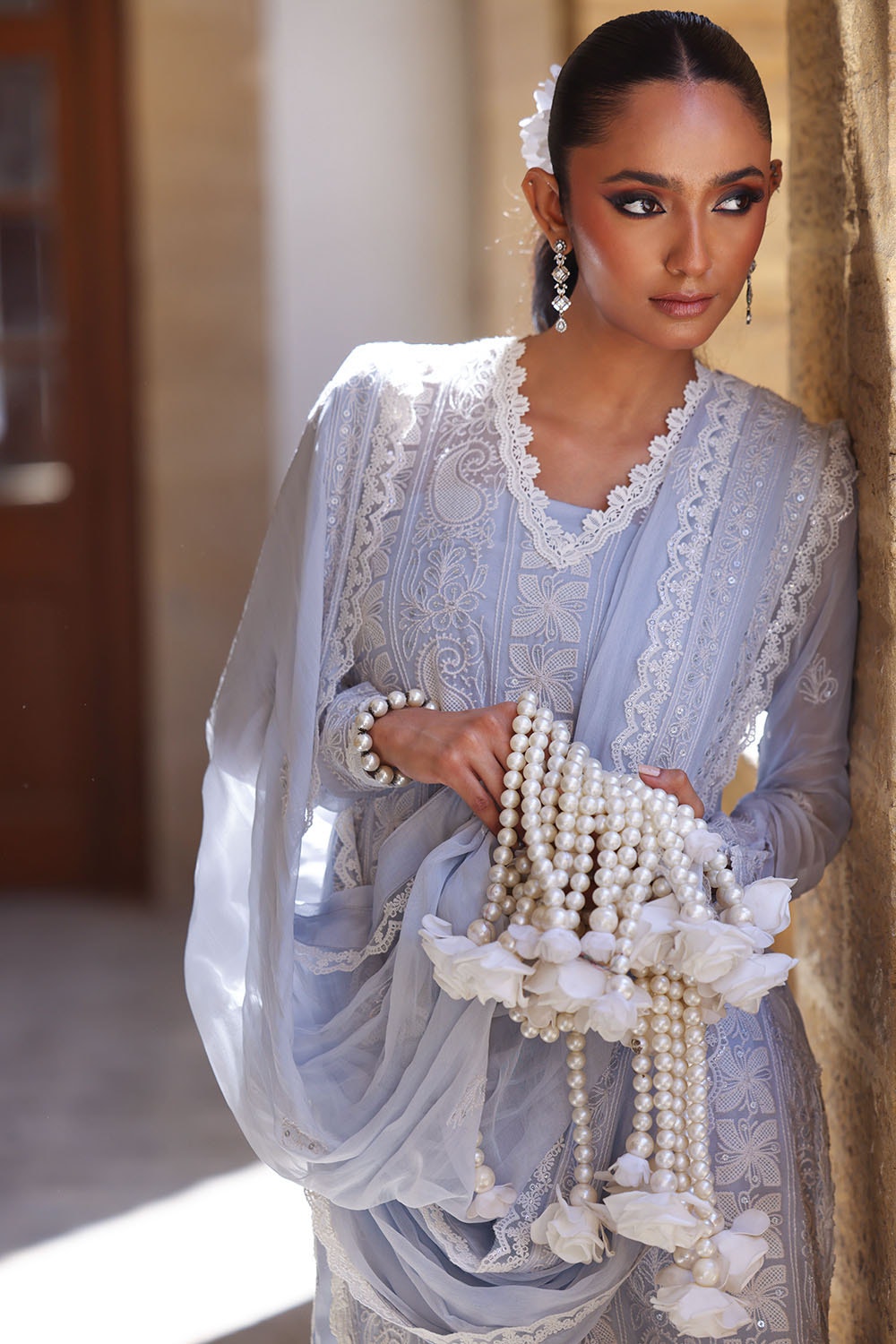 3 Piece Unstitched Embroidered Chiffon Suit with Embroidered Chiffon Dupatta FE-52149