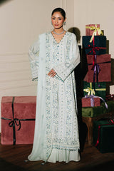 3 Piece Unstitched Embroidered Paper Cotton Suit with Embroidered Chiffon Dupatta FE-52153