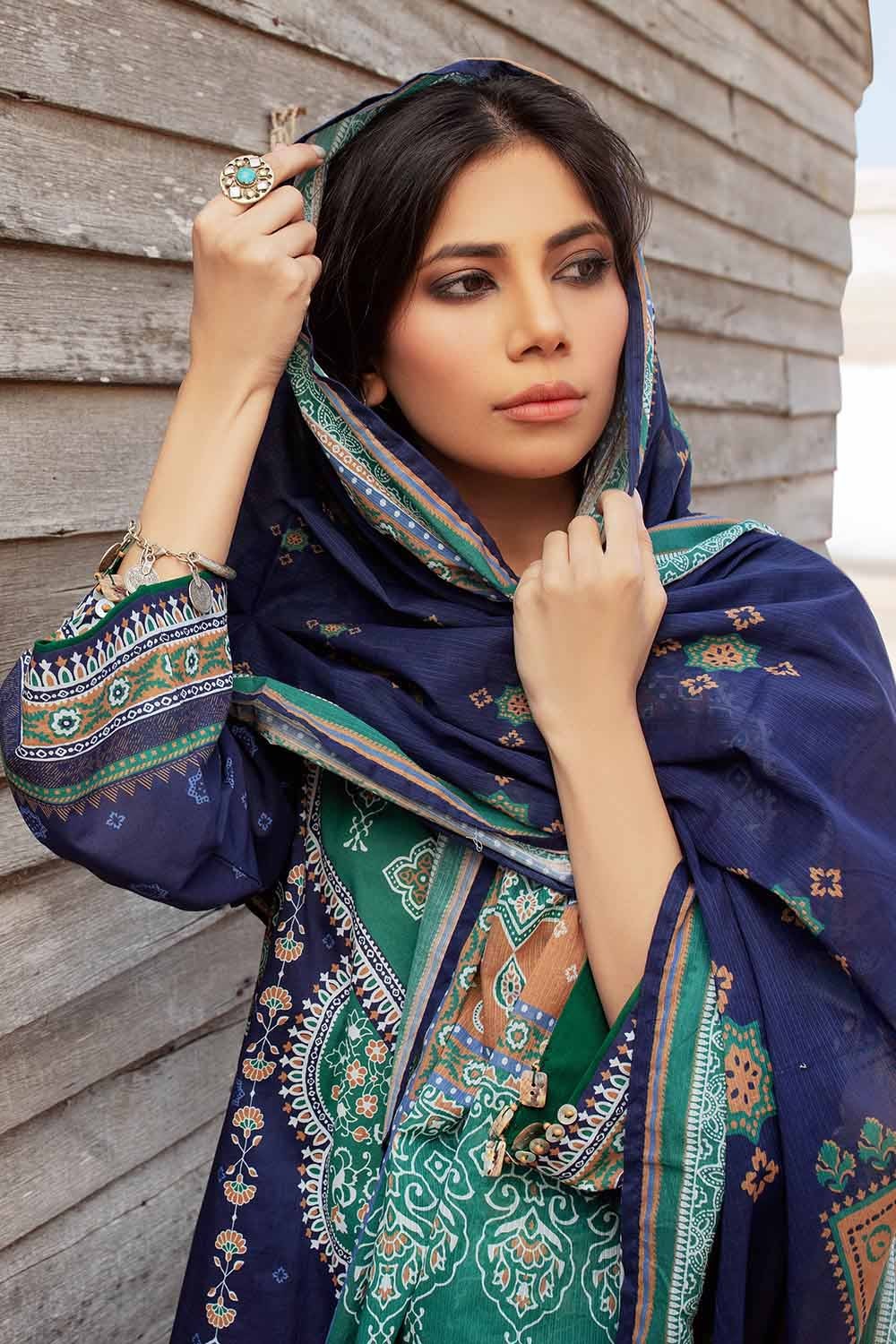 3 Piece Embroidered Lawn Unstitched Printed Suit With Denting Lawn Dupatta
