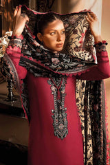 3 Piece Embroidered Lawn Unstitched Suit With Embroidered Chiffon Dupatta PM-32005