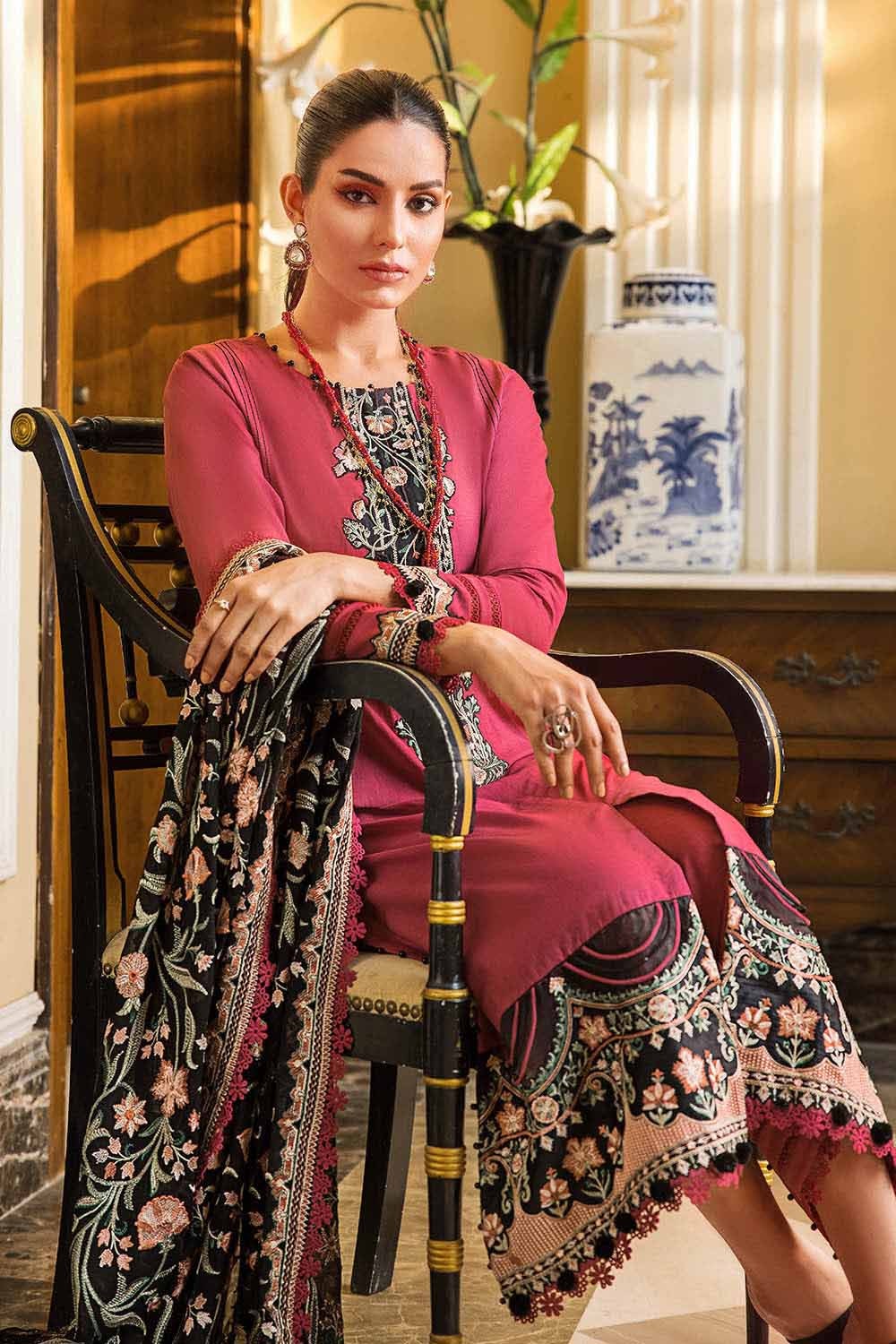 3 Piece Embroidered Lawn Unstitched Suit With Embroidered Chiffon Dupatta PM-32005