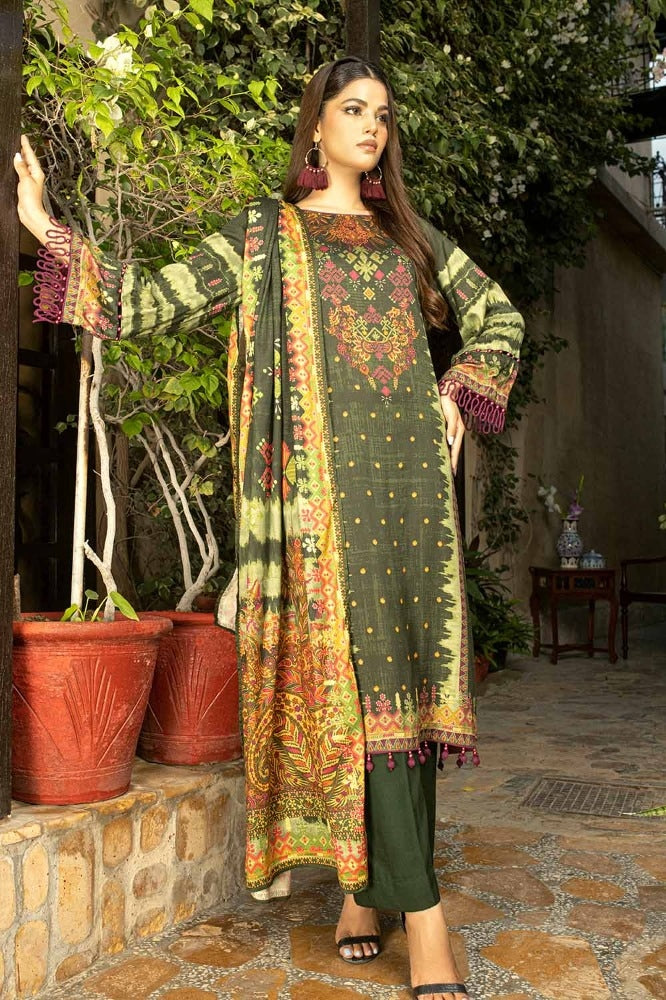 3 Piece Digital Printed Cotton Linen Unstitched Suit