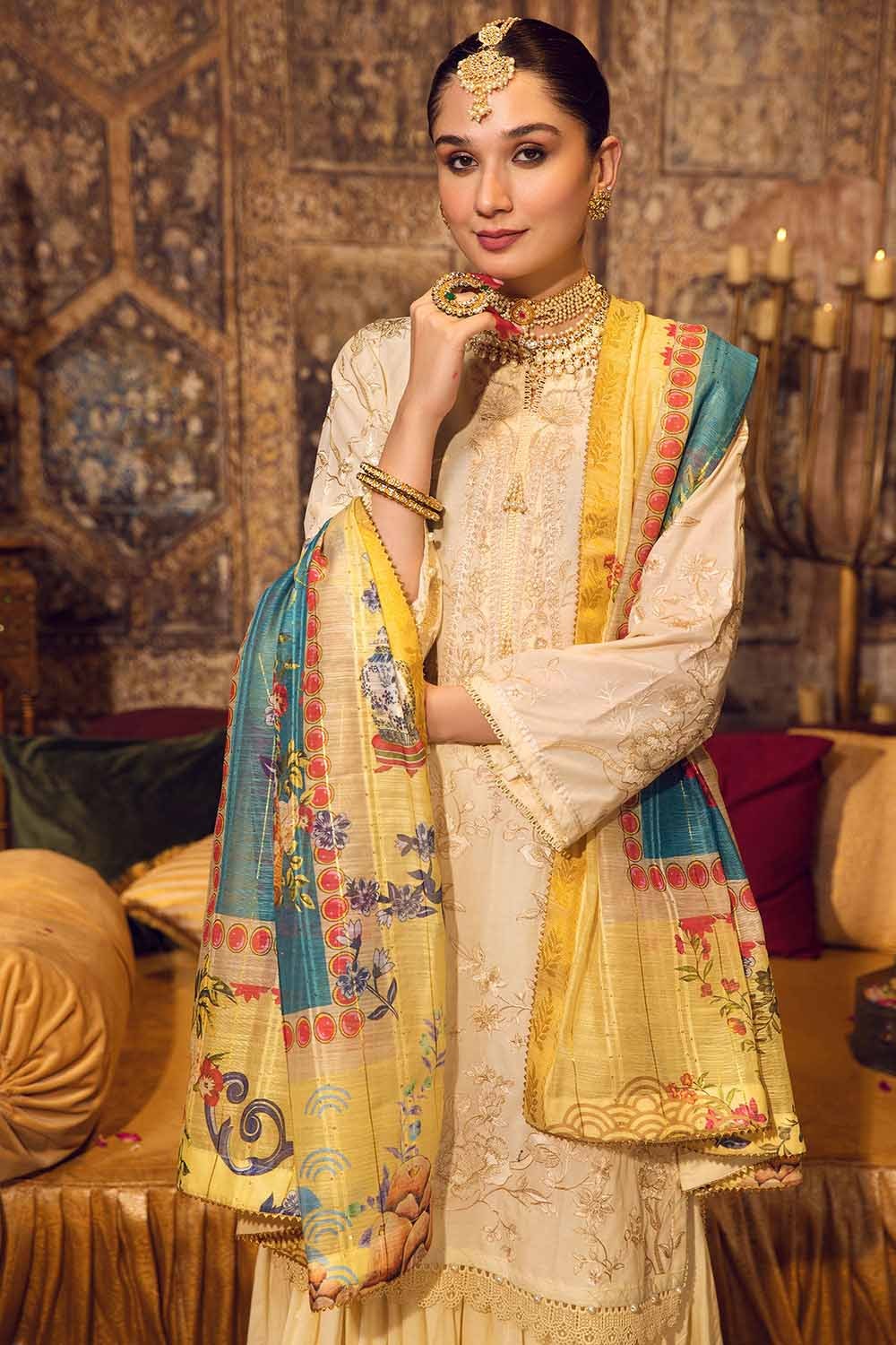 3 Piece Embroidered Lawn Unstitched Suit with Printed Jacquard Dupatta