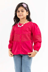 Junior Girl Flower Pink Basic Woven Top JGWT-2210007
