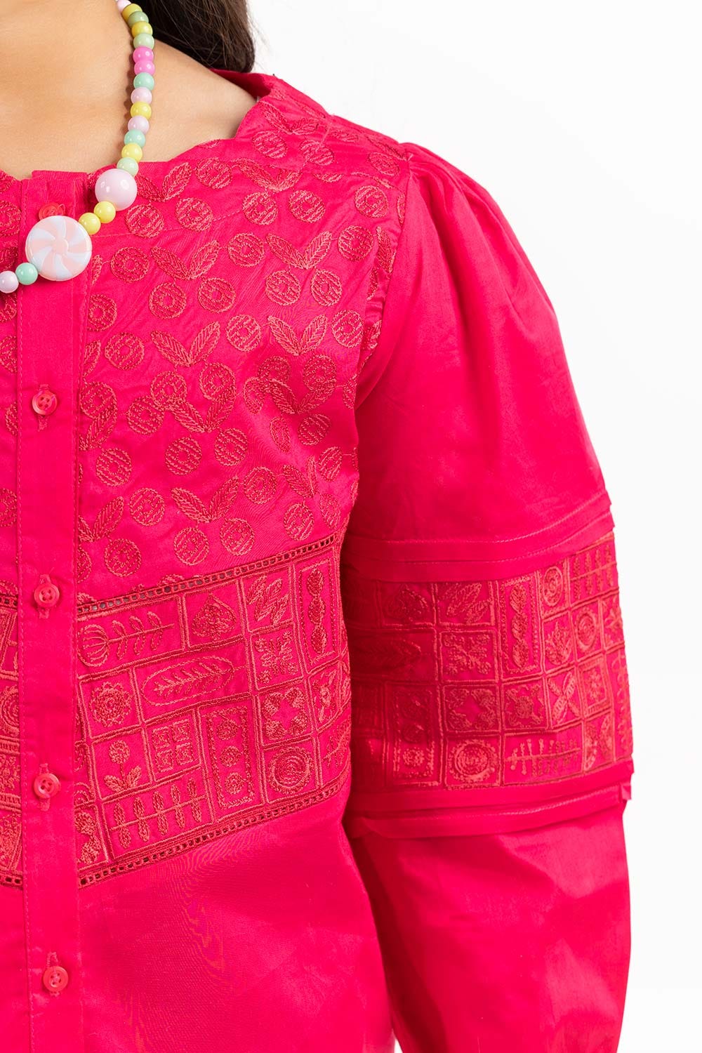 Junior Girl Flower Pink Basic Woven Top JGWT-2210007
