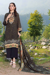 3 Piece Printed Karandi Unstitched Suit AY-32006