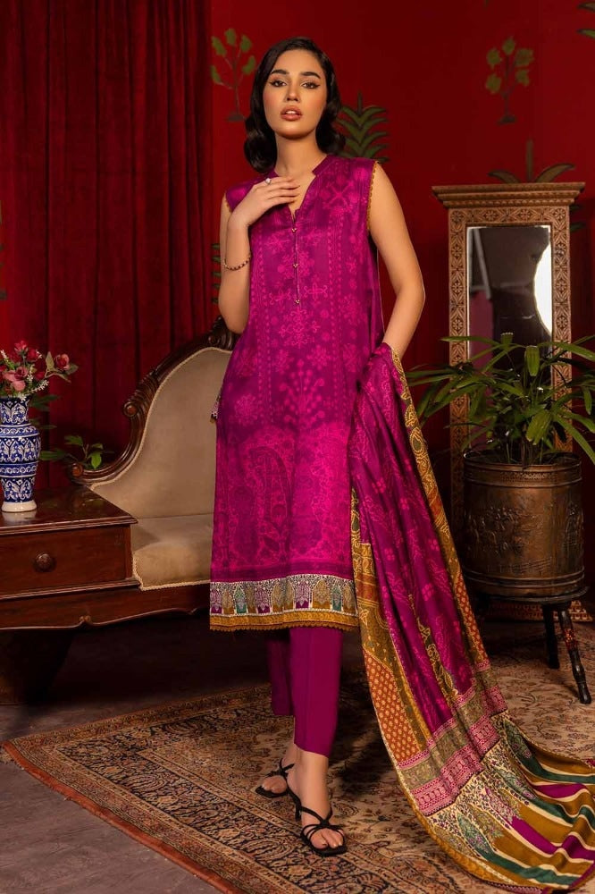 3 Piece Digital Printed Pashmina Unstitched Suit with Digital Printed Pashmina Shawl