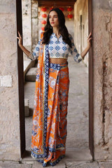 2 Piece Lawn Unstitched Saree Blouse SR-32003