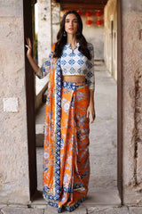 2 Piece Lawn Unstitched Saree Blouse SR-32003