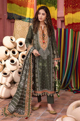 3 Piece Chunri Lawn Unstitched Gold Printed Suit CL-32180 B