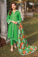 3 Piece Dobby Lawn Unstitched Suit With Laces and Denting Lawn Dupatta DN-32061