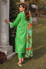 3 Piece Dobby Lawn Unstitched Suit With Laces and Denting Lawn Dupatta DN-32061
