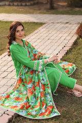 3 Piece Dobby Lawn Unstitched Suit With Laces and Denting Lawn Dupatta DN-32061