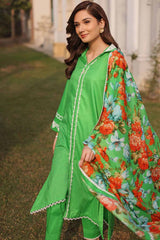 3 Piece Dobby Lawn Unstitched Suit With Laces and Denting Lawn Dupatta DN-32061
