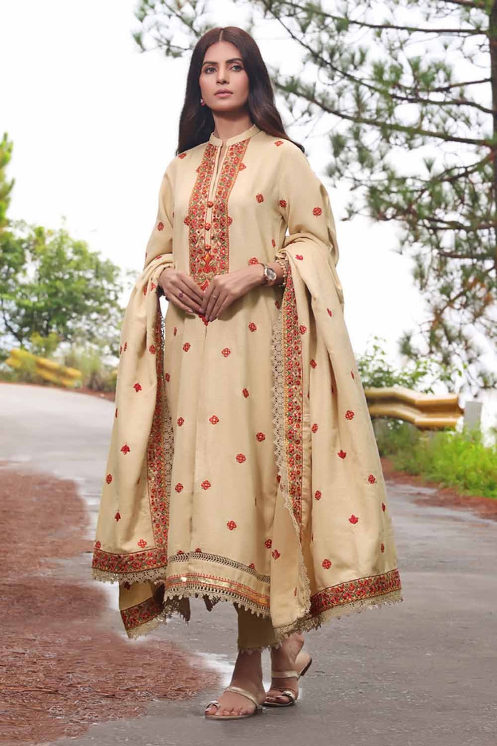 3 Piece Embroidered Dobby Jacquard Unstitched Suit
