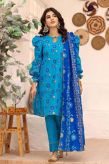 3 Piece Gold Printed Lawn Unstitched Suit with Gota Lace CL-32420