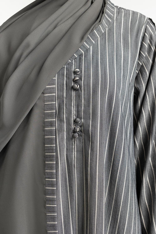 Georgette Stripes Abaya With Scarf KAB-22129