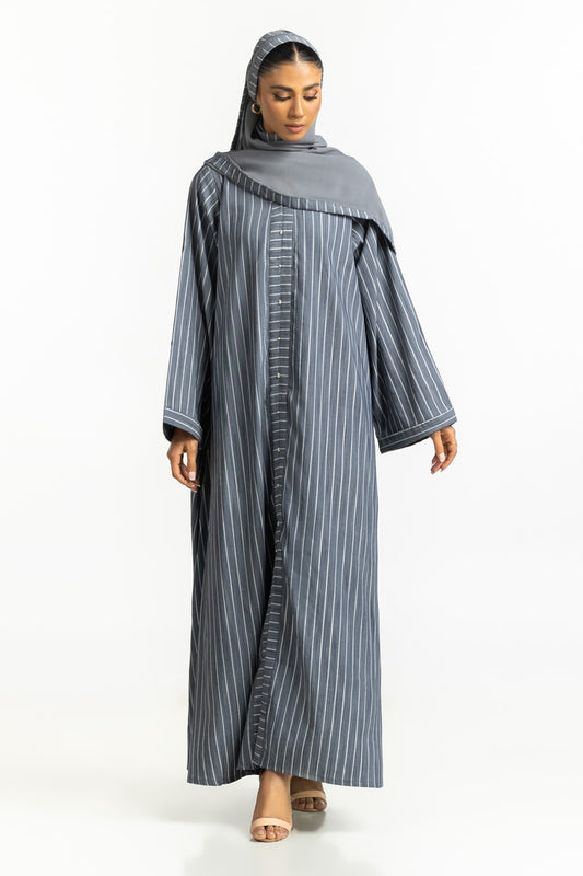Georgette Stripes Abaya With Scarf KAB-22130
