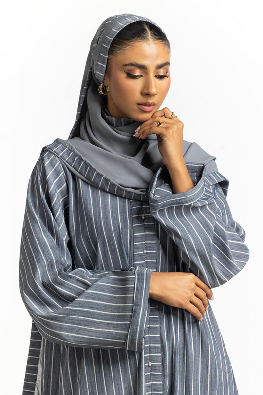 Georgette Stripes Abaya With Scarf KAB-22130