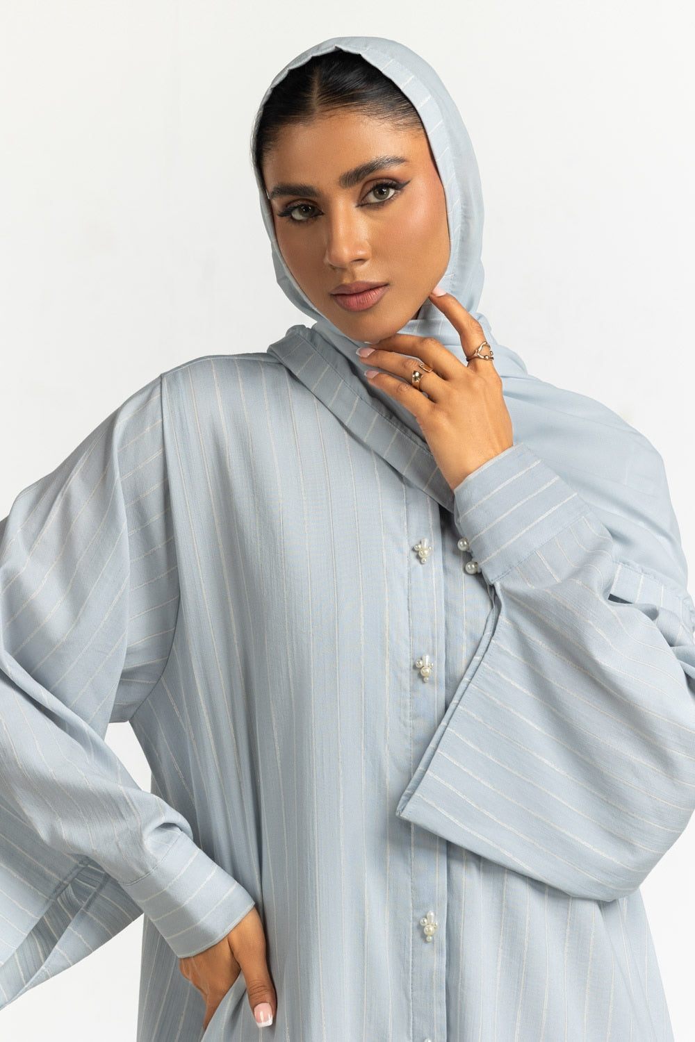 Georgette Stripes Abaya With Scarf KAB-22131
