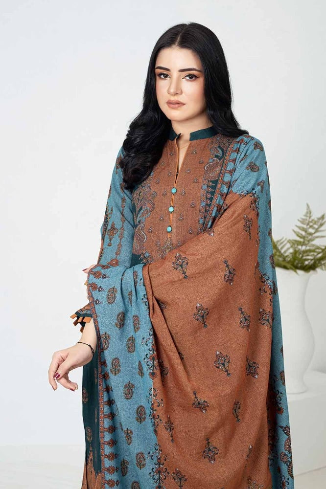 3 Piece Printed Dhanak Unstitched Suit with Printed Dhanak Dupatta