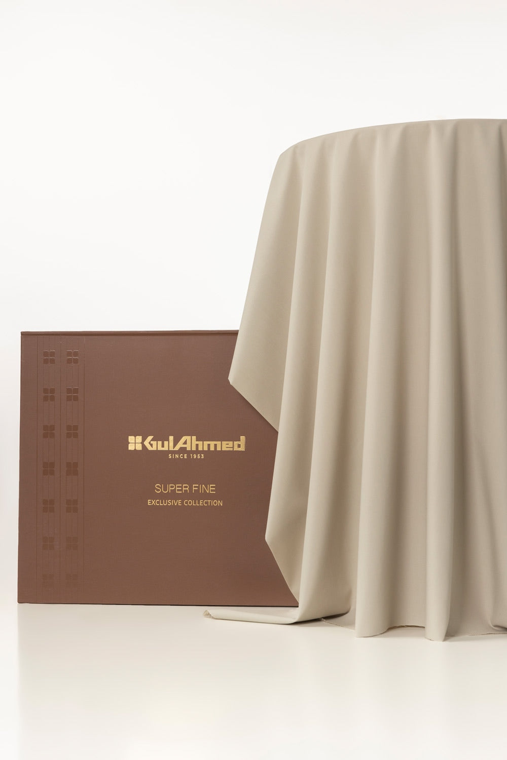 Gini Gold Unstitched Fabric Blended with Gift Box