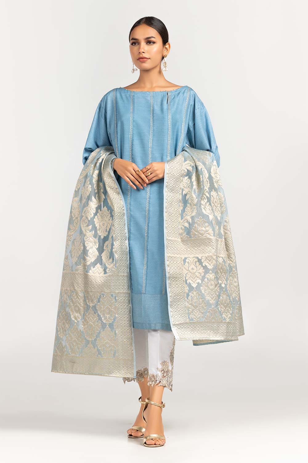 2 Piece Festive Suit Kathan Silk Kurta Jamawar Dupatta GLAMOUR-22-01