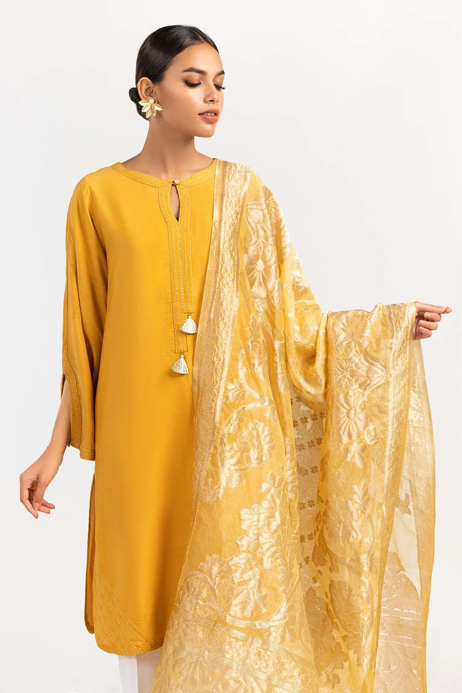 2 Piece Festive Suit Kathan Silk Kurta Jamawar Dupatta