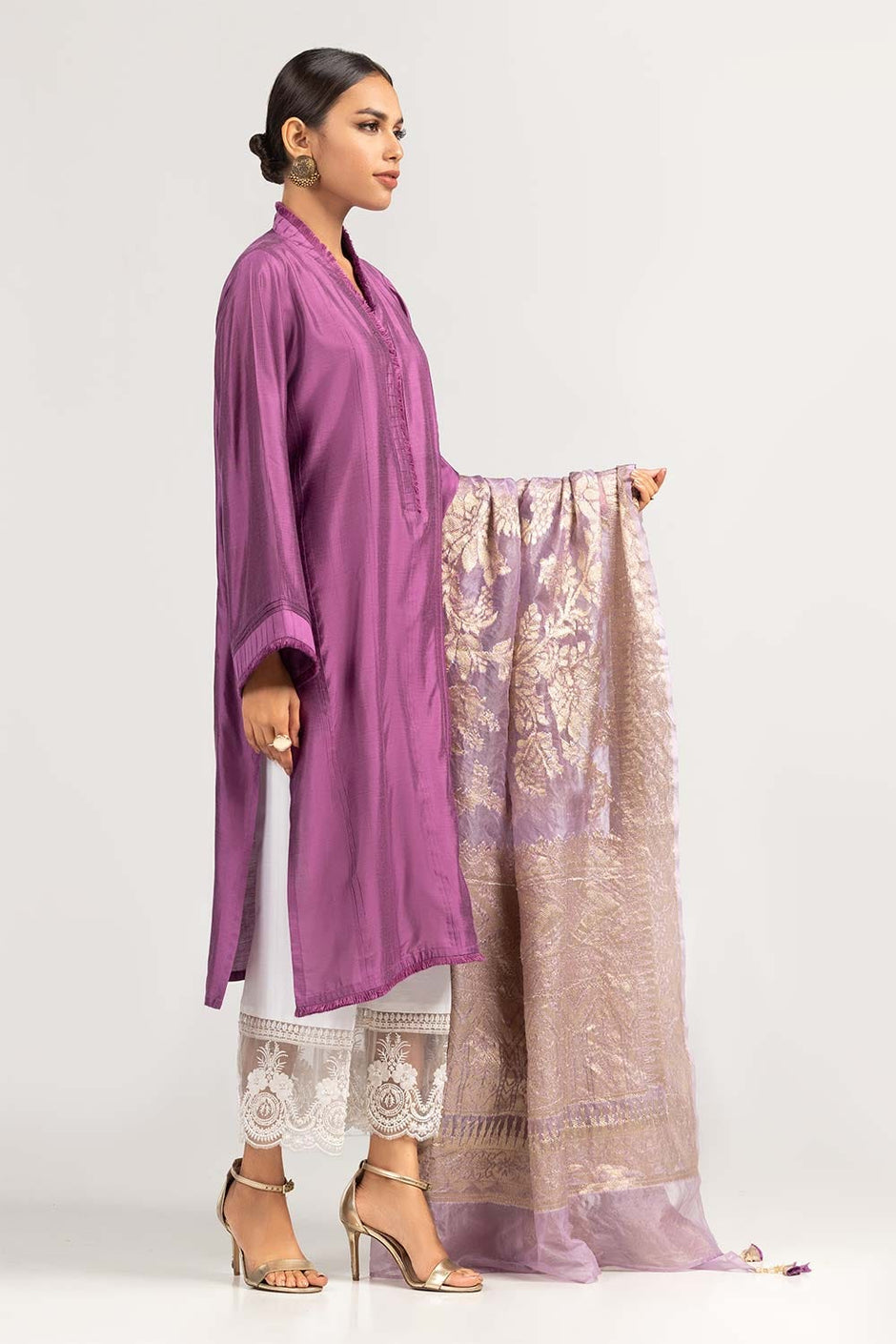 2 Piece Festive Suit Kathan Silk Kurta Jamawar Dupatta