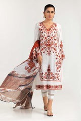 2 Piece Embroidered Khadi Net Shirt With Dupatta GLM-22-50