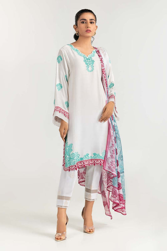 2 Piece Khadi Net Embroidered Shirt With Dupatta GLM-22-51