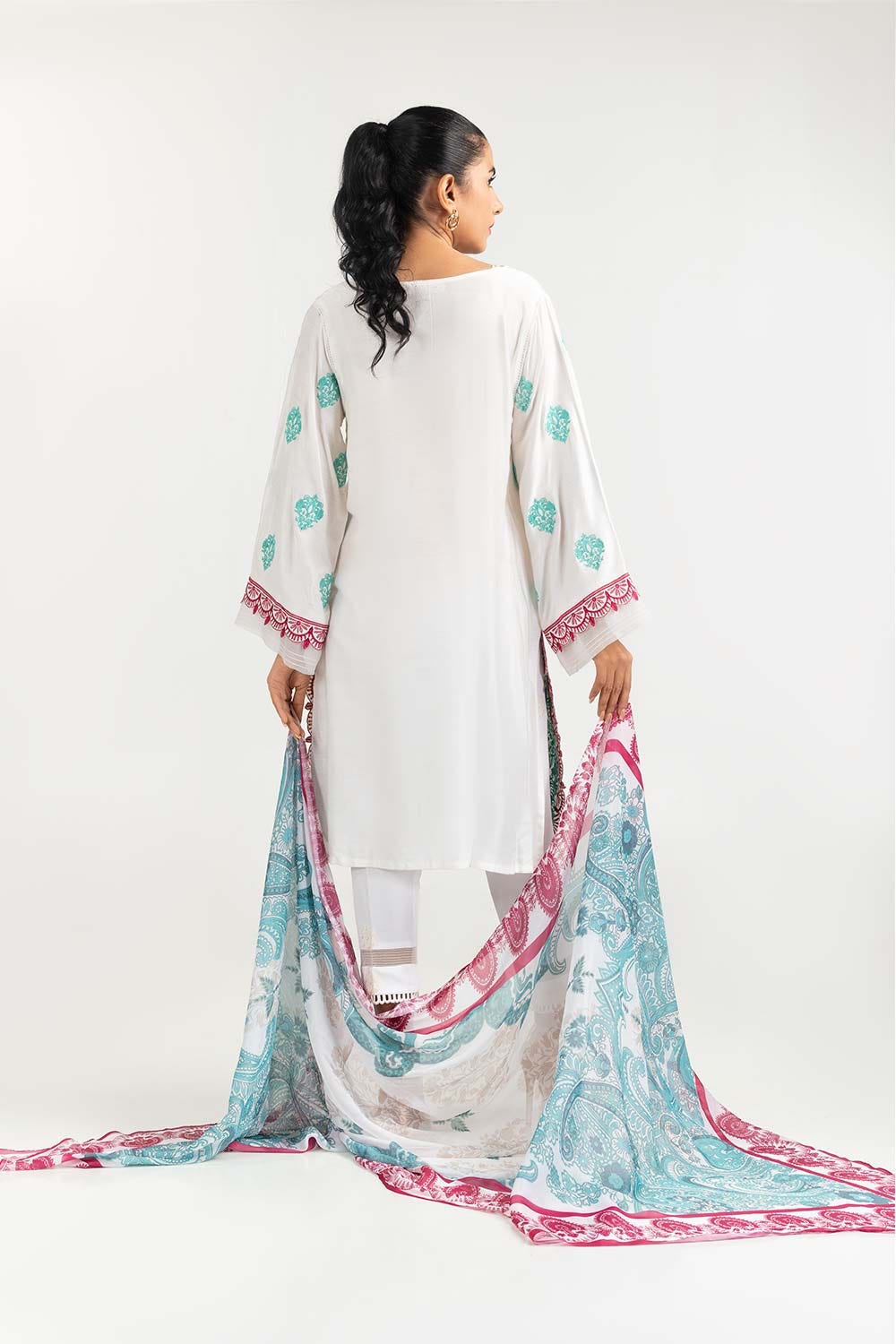 2 Piece Khadi Net Embroidered Shirt With Dupatta GLM-22-51