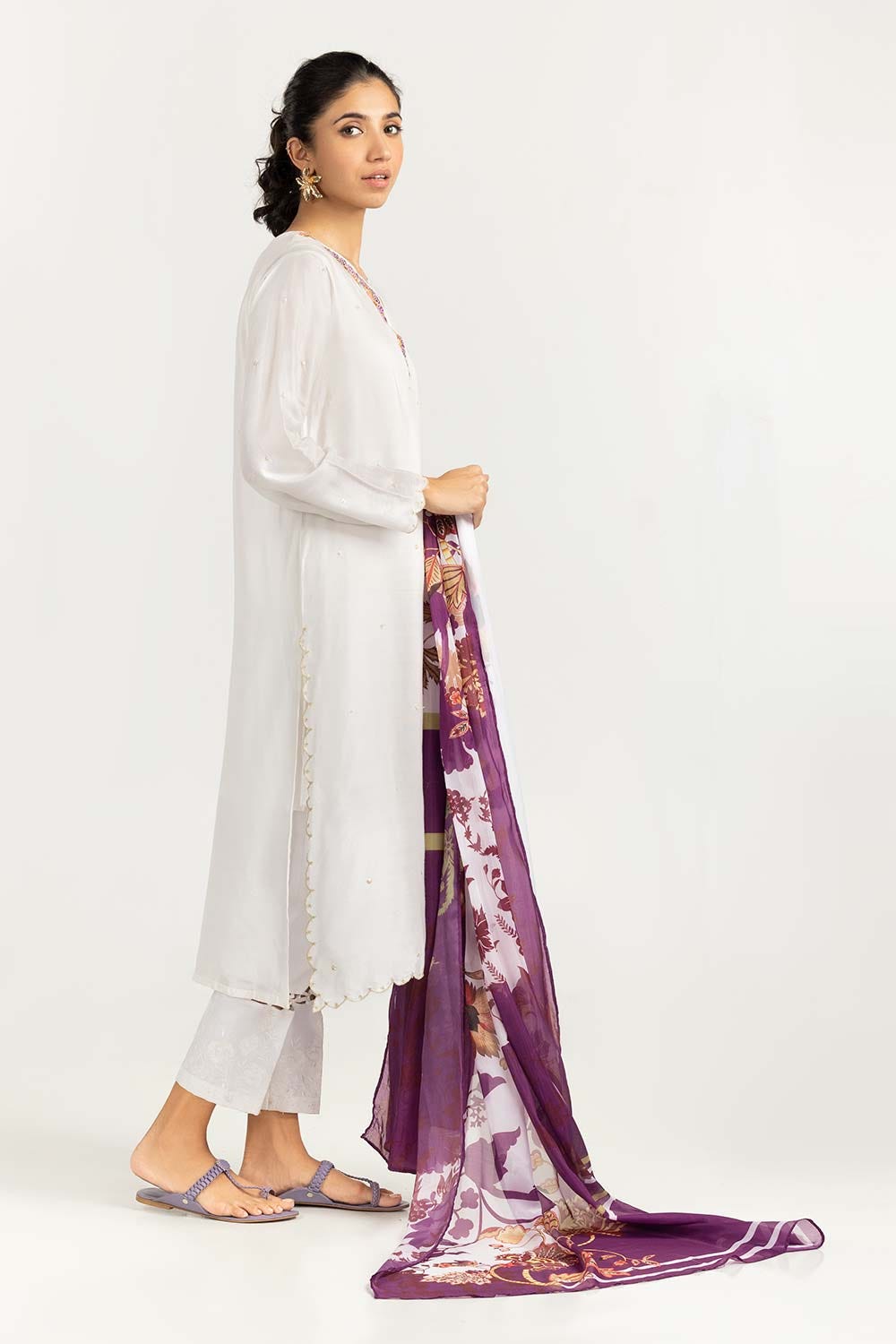 2 Piece Khadi Net Embroidered Shirt and Dupatta GLM-22-54