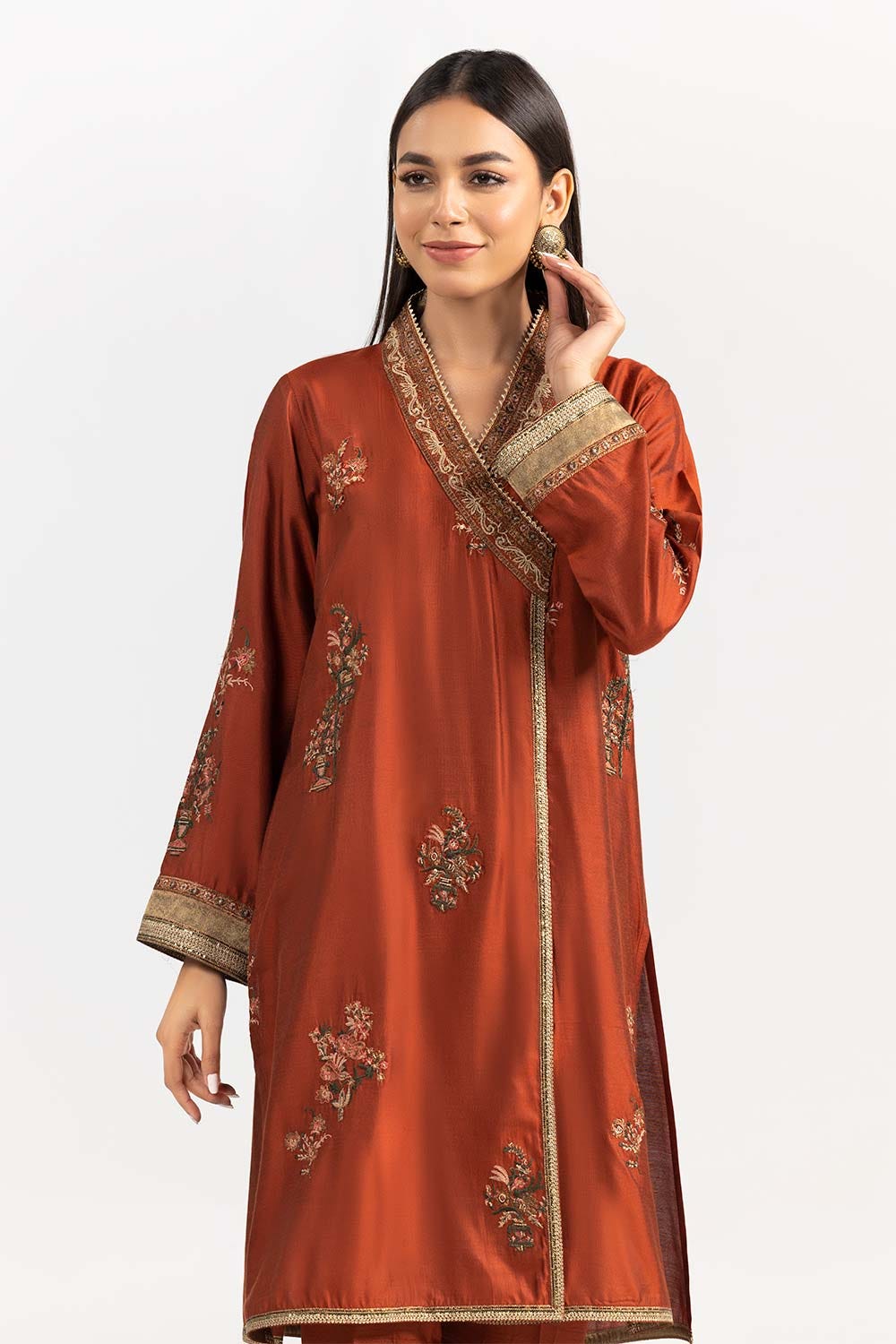 2 Piece Kathan Silk Embroidered Shirt Trouser GLAMOUR-22-10