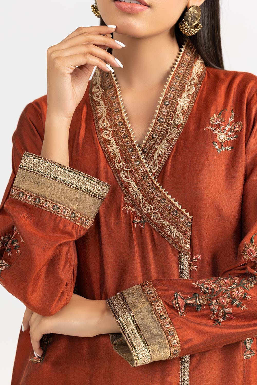2 Piece Kathan Silk Embroidered Shirt Trouser GLAMOUR-22-10