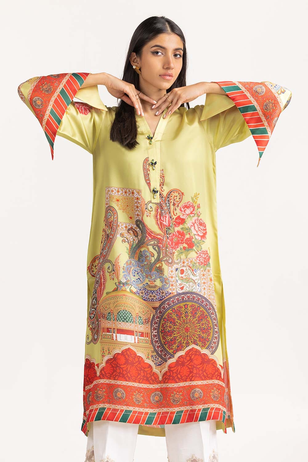 1 Piece Shamoz Silk Embellished Shirt GLM-23-27