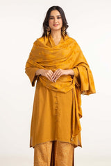 Dyed Acrylic Viscose Shirt With Velvet Jacqauard Dupatta Glm-23-56